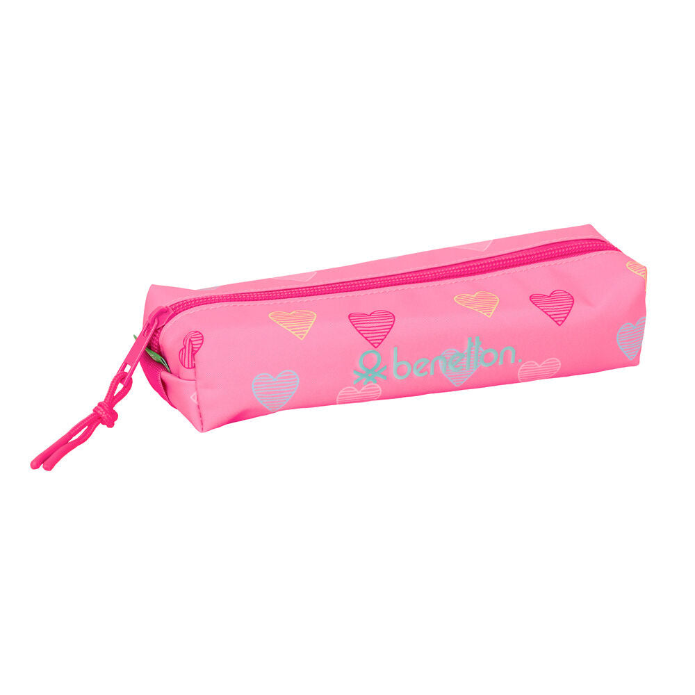 Portatodo rosa Heart Benetton con estampado de corazones