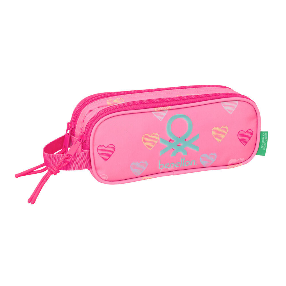 Portatodo doble Heart Benetton rosa con corazones