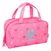 Neceser Heart Benetton rosa con estampado de corazones y dos asas