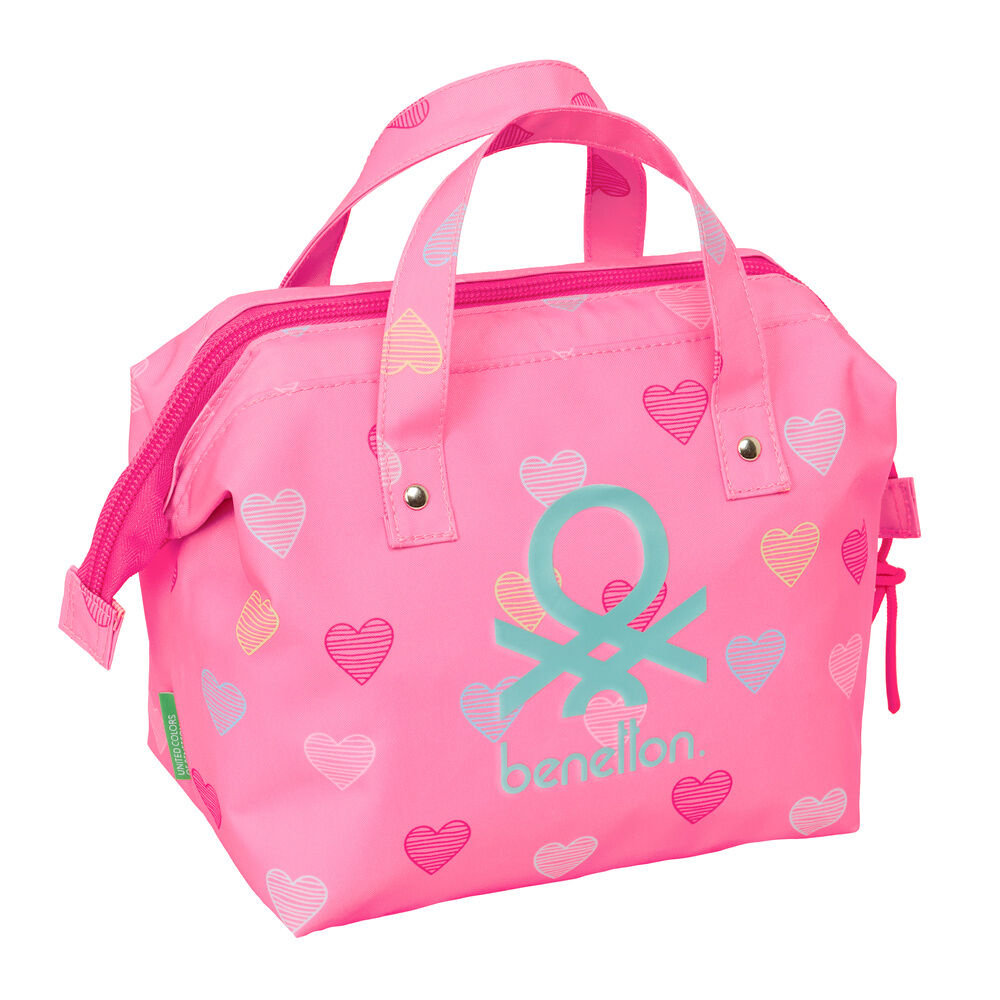 Neceser Heart Benetton rosa con estampado de corazones