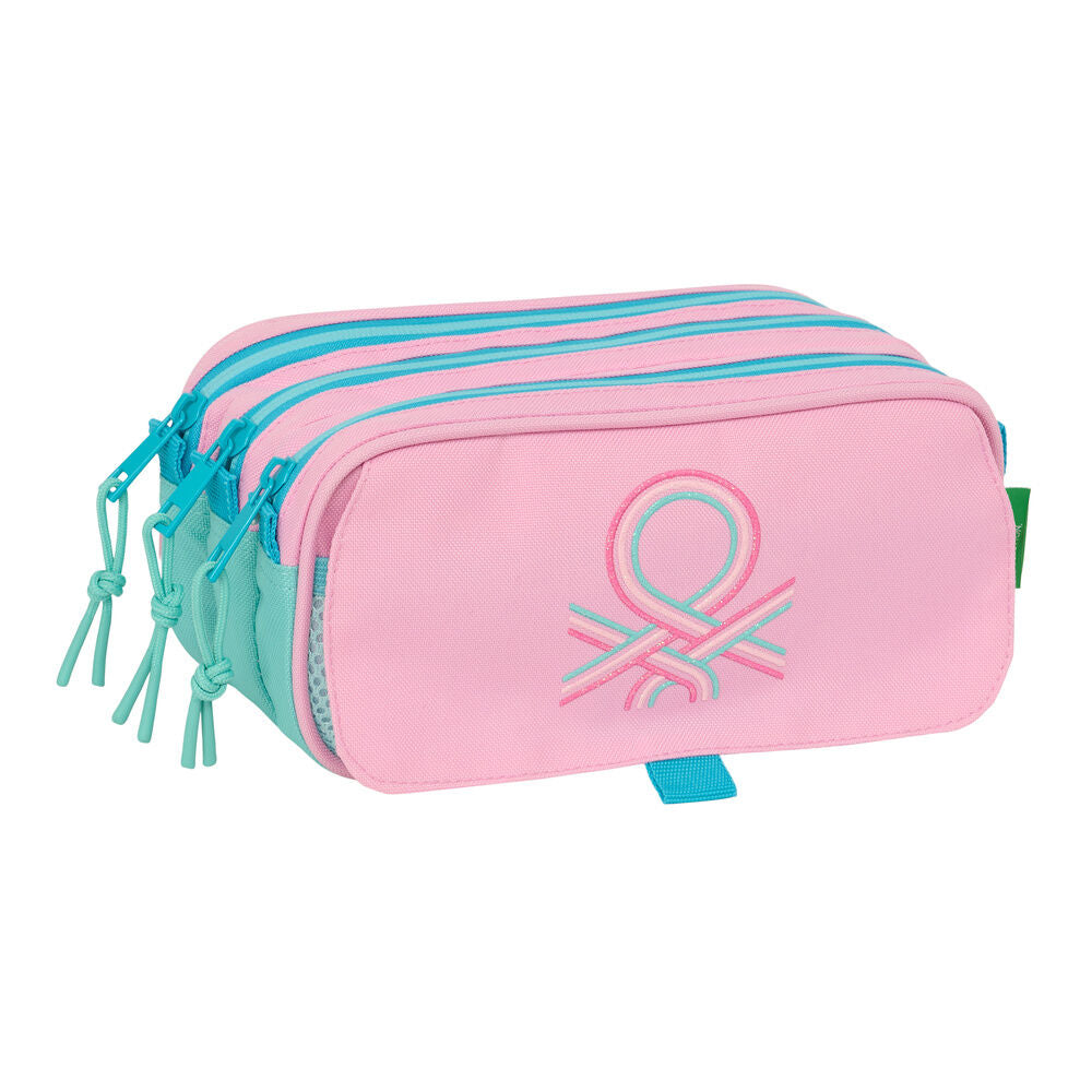 Portatodo triple Dolce Benetton SAFTA en rosa y turquesa