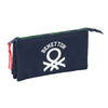 Portatodo triple Together Benetton azul marino con logotipo blanco