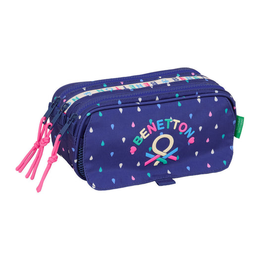 Portatodo triple Benetton azul marino con gotas multicolores