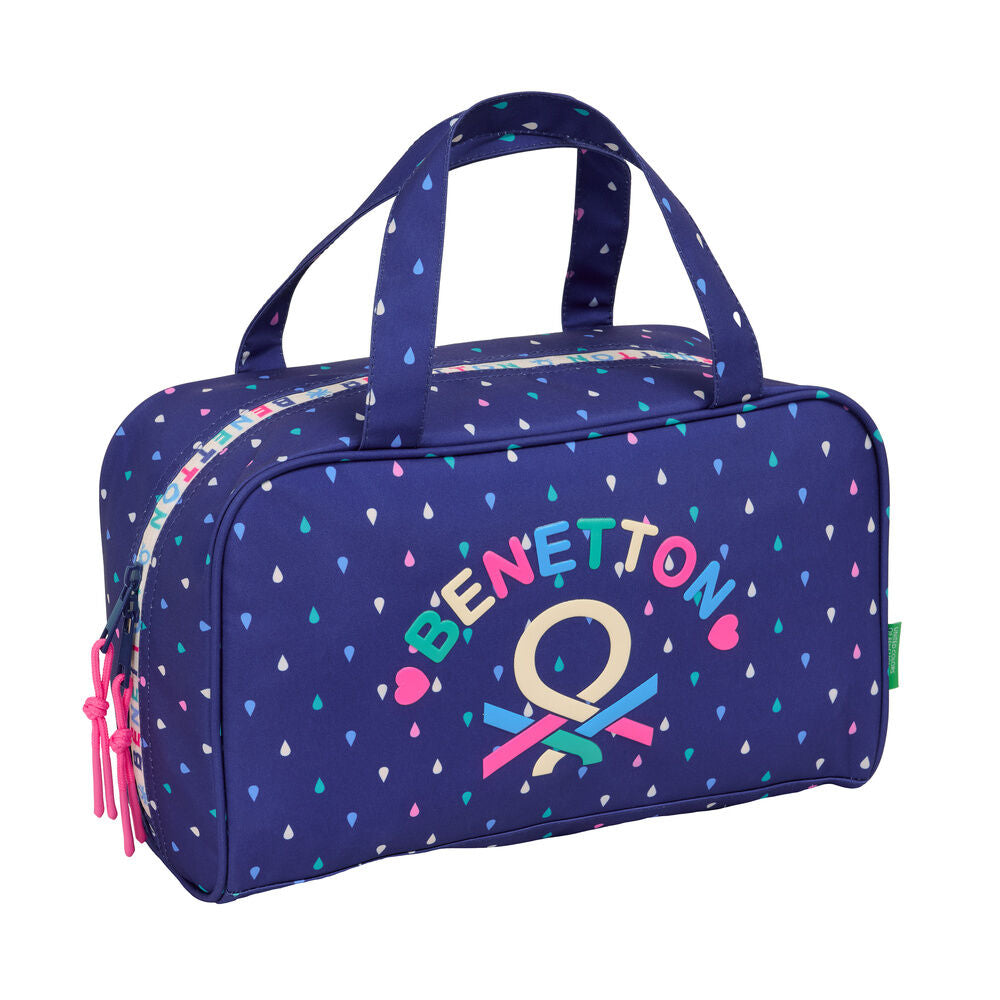 Neceser Drop Benetton azul marino con gotas multicolor