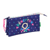 Portatodo triple Benetton azul marino con estampado multicolor