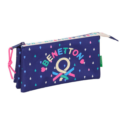 Portatodo triple Benetton azul marino con estampado multicolor