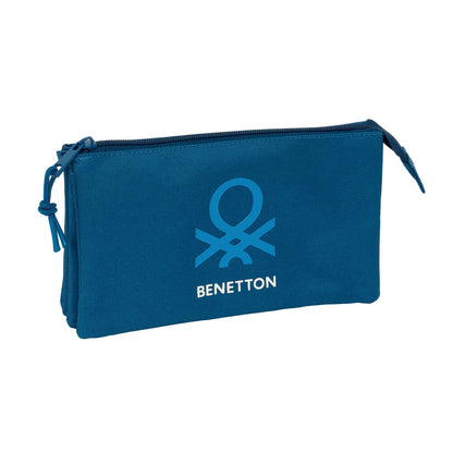 Portatodo triple Benetton azul marino con tres compartimentos