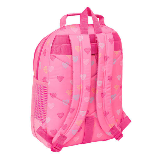 Mochila escolar rosa Heart Benetton con estampado de corazones - 2