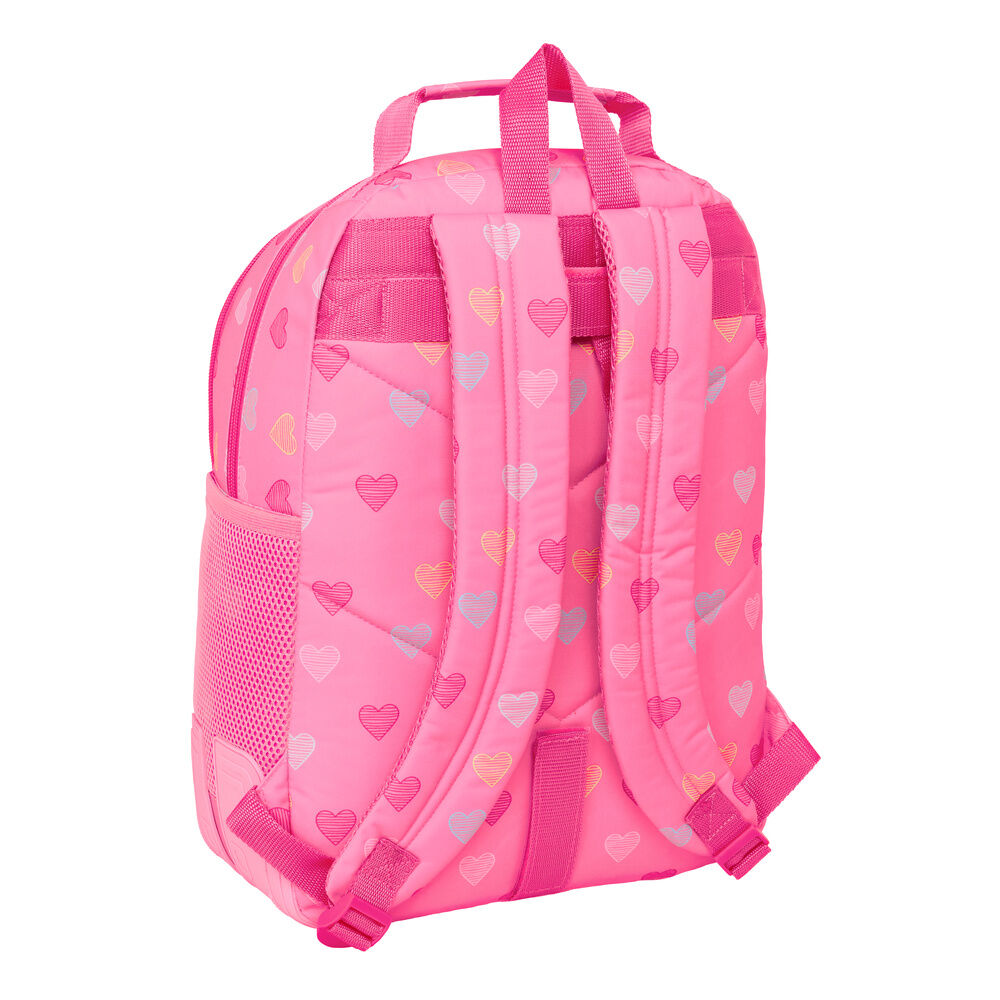 Mochila escolar rosa Heart Benetton con estampado de corazones - 2