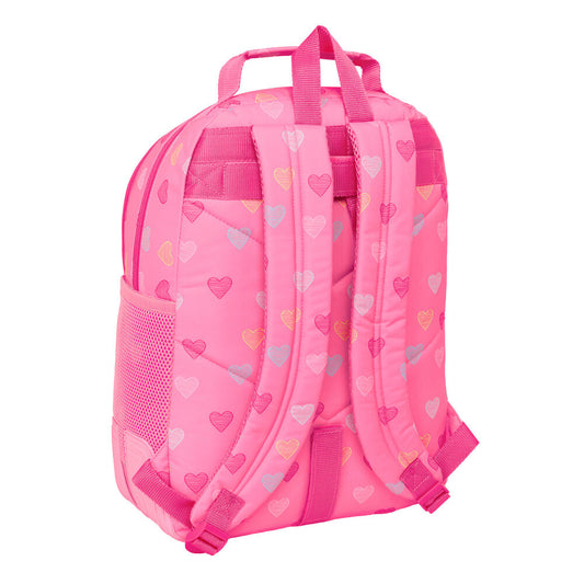 Mochila escolar rosa Heart Benetton con estampado de corazones - 2
