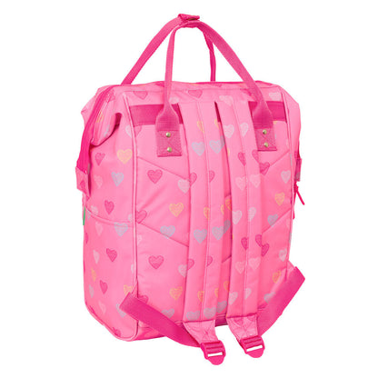 Mochila rosa Heart Benetton con estampado de corazones - 2