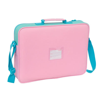Cartera extraescolar Dolce de Benetton rosa y turquesa con bandolera - 2