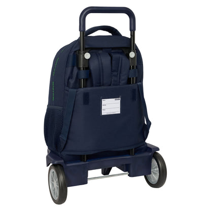 Trolley mochila Benetton azul marino con carro y ruedas - 2