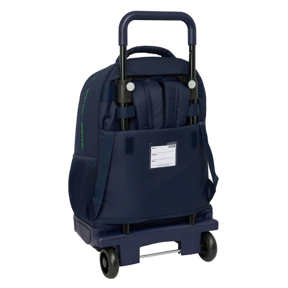 Trolley mochila Benetton azul marino de 45 cm con ruedas - 2