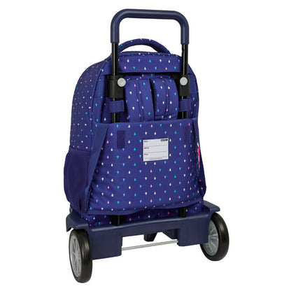 Trolley escolar Benetton azul marino con mochila extraíble y estampado de gotas multicolor - 2