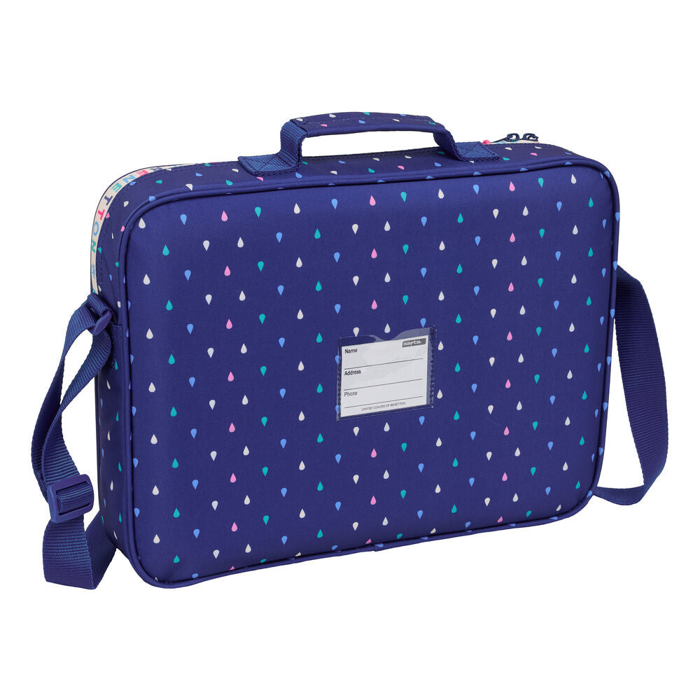 Cartera extraescolares Drop Benetton azul marino con estampado de gotas - 2