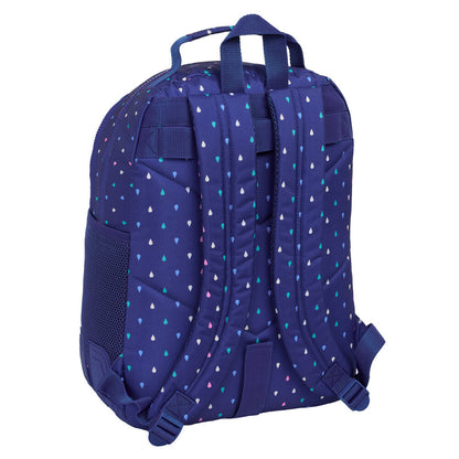 Mochila escolar Benetton Drop azul con estampado de gotas multicolor - 2