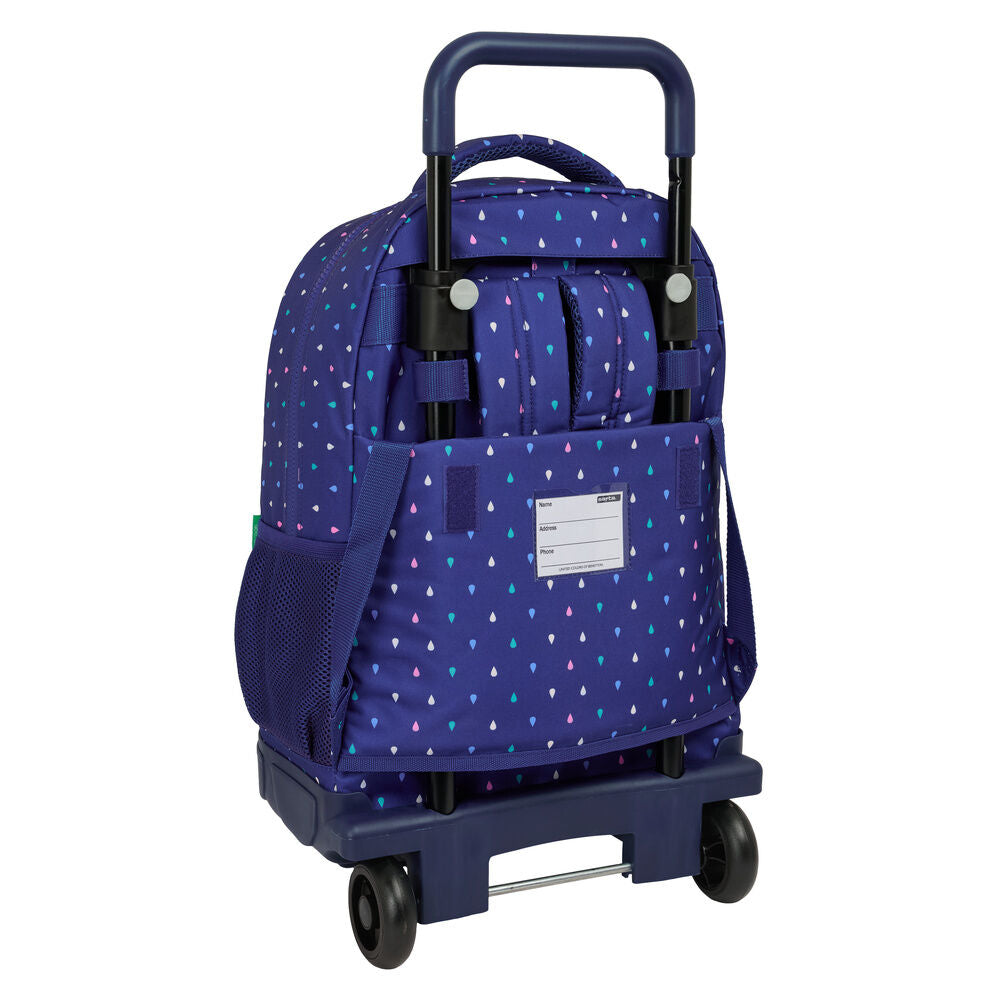Trolley mochila Benetton azul marino con estampado de gotas y ruedas - 2