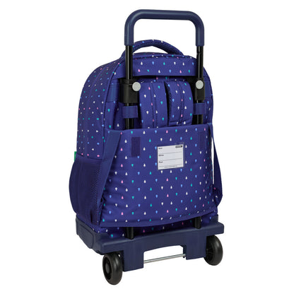 Trolley mochila Benetton azul marino con estampado de gotas y ruedas - 2