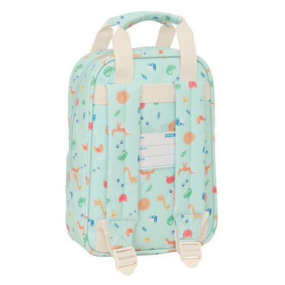 Mochila SAFTA Pandi verde menta con estampado de animales - 2