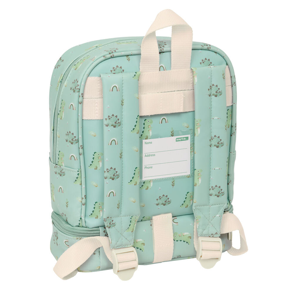 Mochila portameriendas SAFTA Dinos verde menta con estampado de dinosaurios - 2