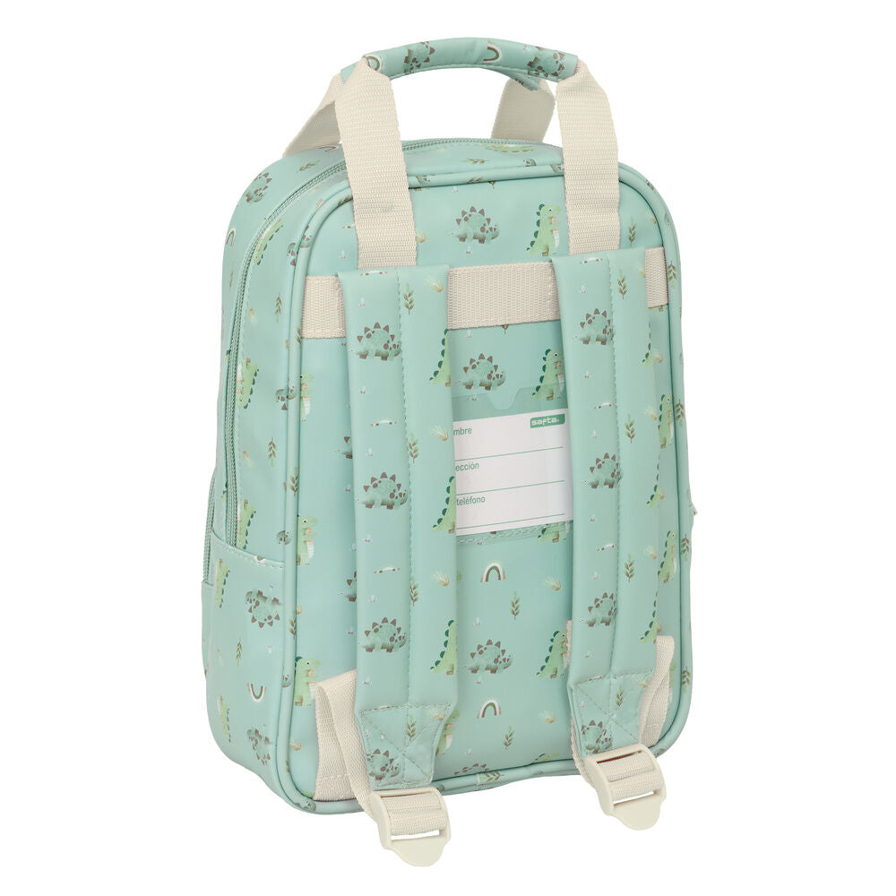 Mochila SAFTA Dinos verde menta con bolsillo frontal - 2