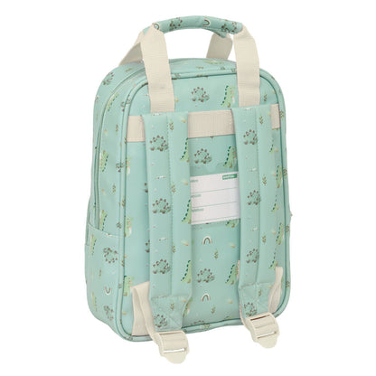 Mochila SAFTA Dinos verde menta con bolsillo frontal - 2