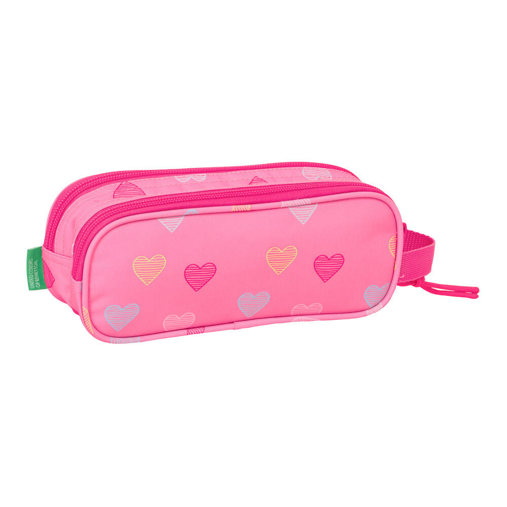 Portatodo doble Heart Benetton rosa con corazones - 2