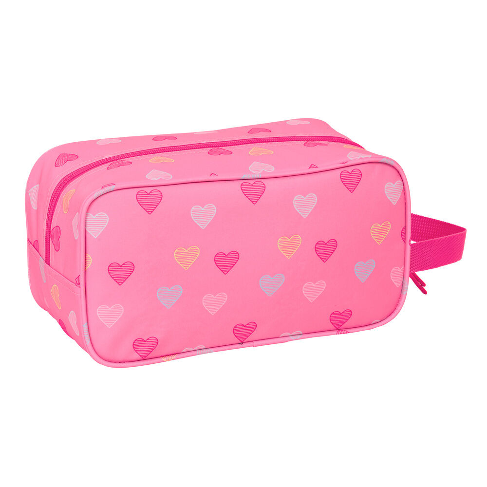 Zapatillero Heart Benetton rosa con estampado de corazones y asa lateral - 2