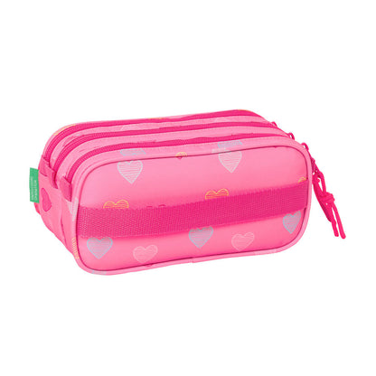 Portatodo triple Heart Benetton rosa con estampado de corazones - 2