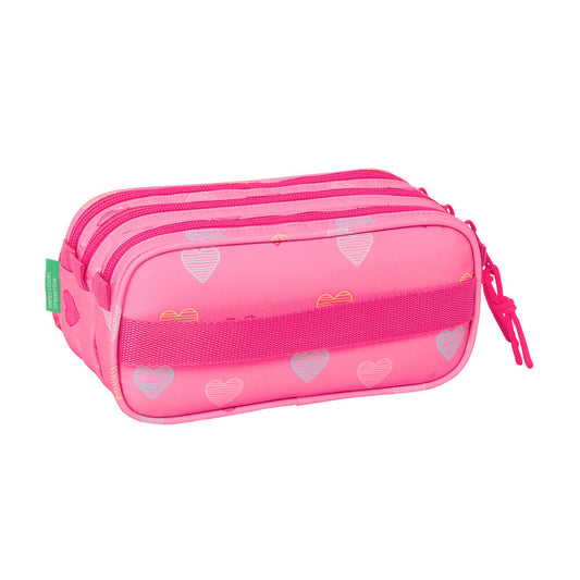 Portatodo triple Heart Benetton rosa con estampado de corazones - 2
