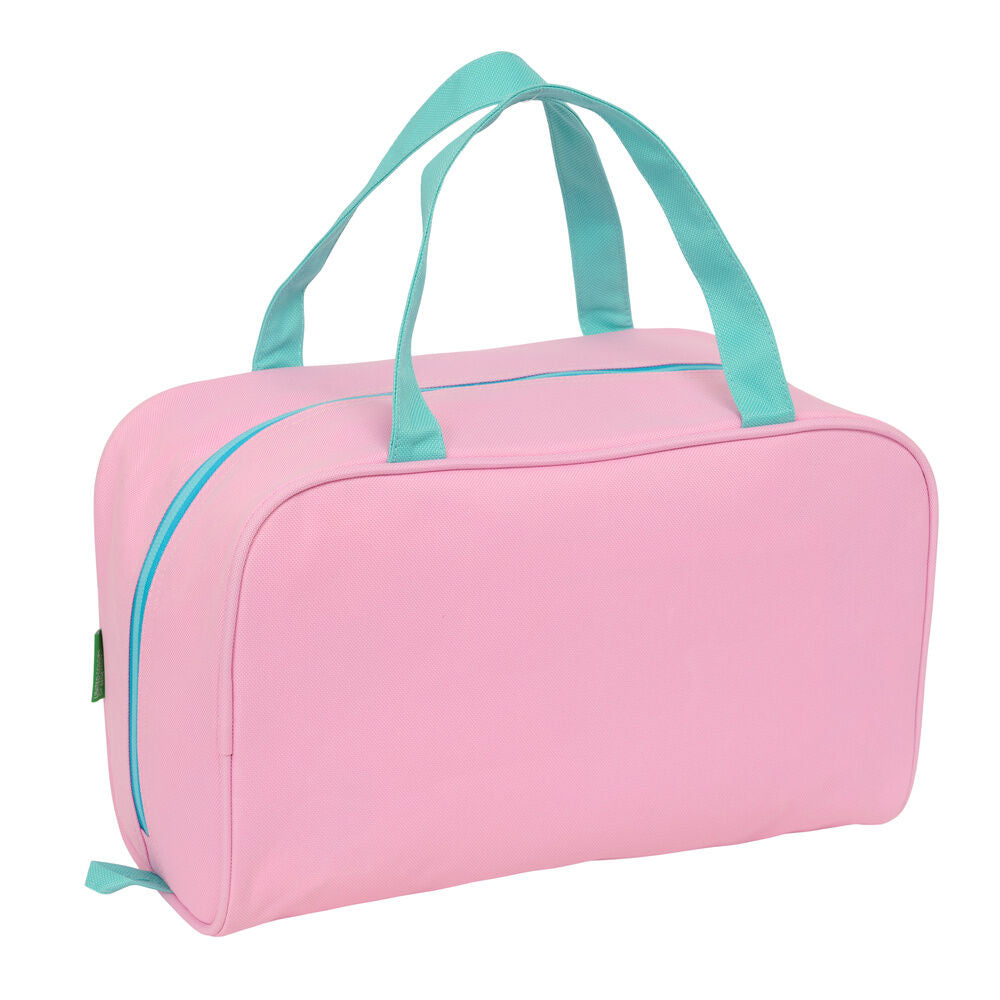 Neceser Dolce Benetton rosa y turquesa con asas de mano - 2