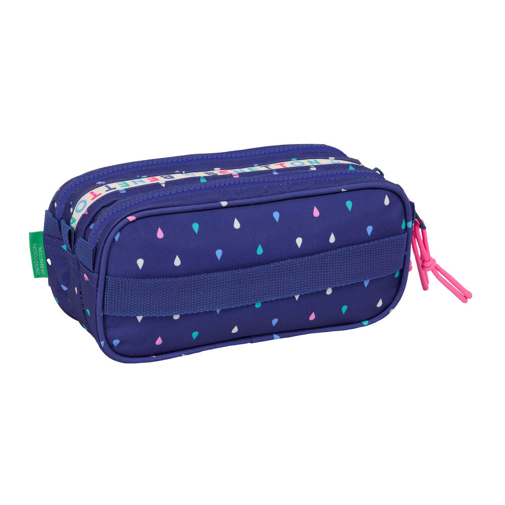 Portatodo triple Benetton azul marino con gotas multicolores - 2