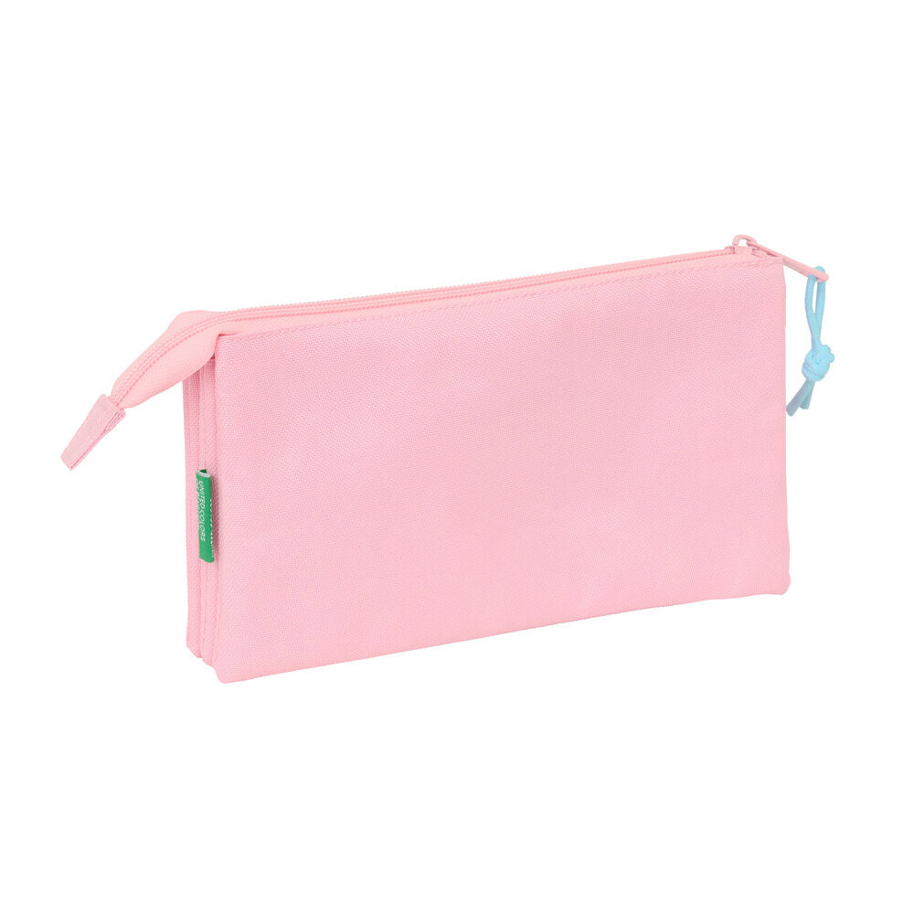 Portatodo triple rosa pastel Benetton con tres compartimentos - 2