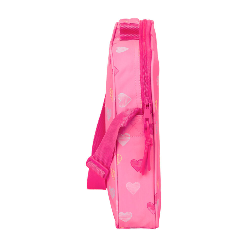 Cartera extraescolares Heart Benetton rosa con corazones - 3