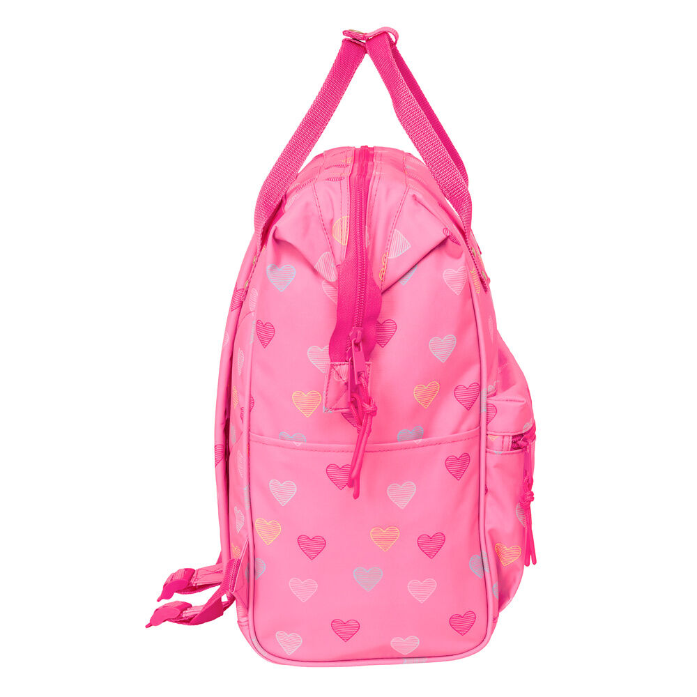 Mochila rosa Heart Benetton con estampado de corazones - 3