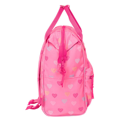 Mochila rosa Heart Benetton con estampado de corazones - 3