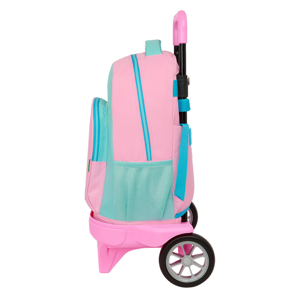 Trolley Safta Dolce Benetton rosa y turquesa con mochila extraíble - 3