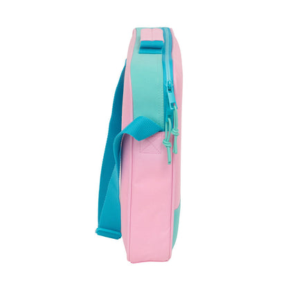 Cartera extraescolar Dolce de Benetton rosa y turquesa con bandolera - 3