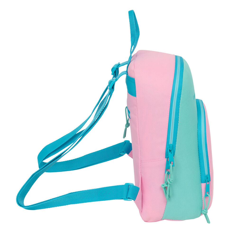 Mochila Dolce United Colors of Benetton rosa y turquesa de 30 cm - 3
