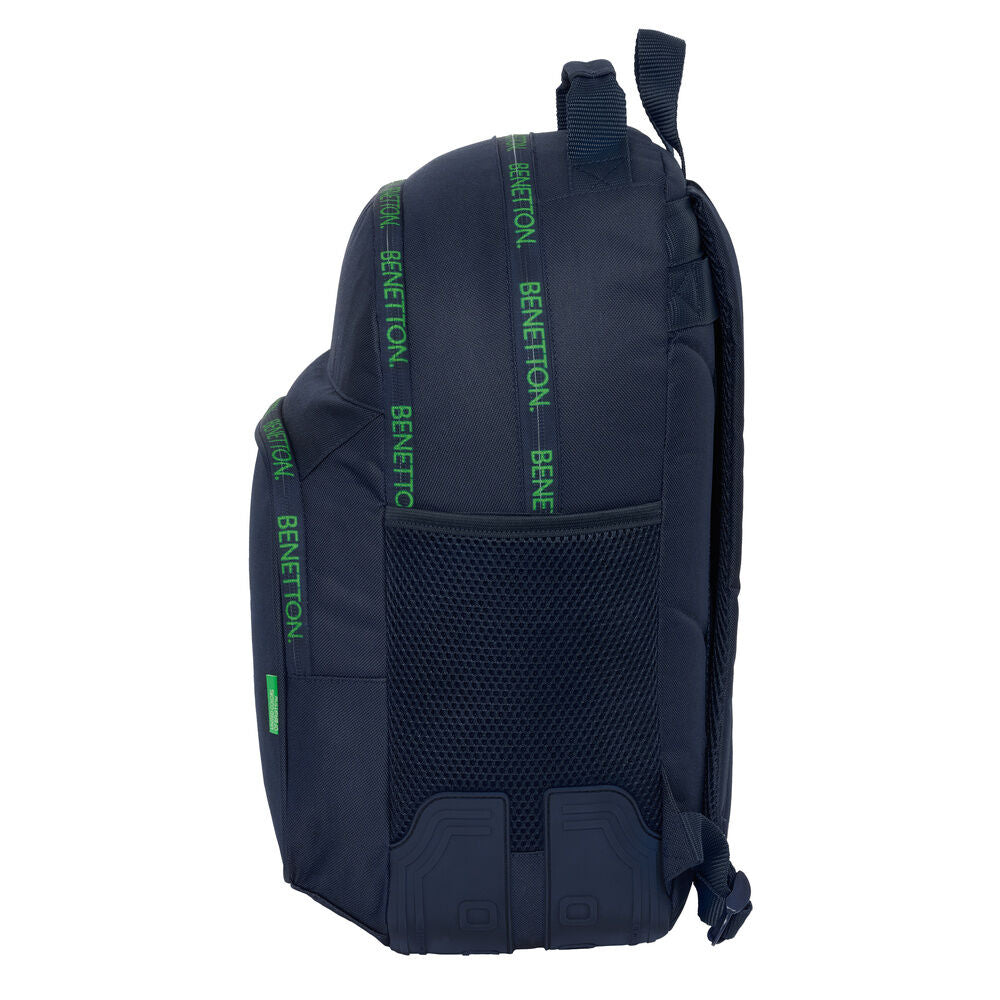Mochila Together Benetton azul marino de 42 cm con logotipo frontal - 3