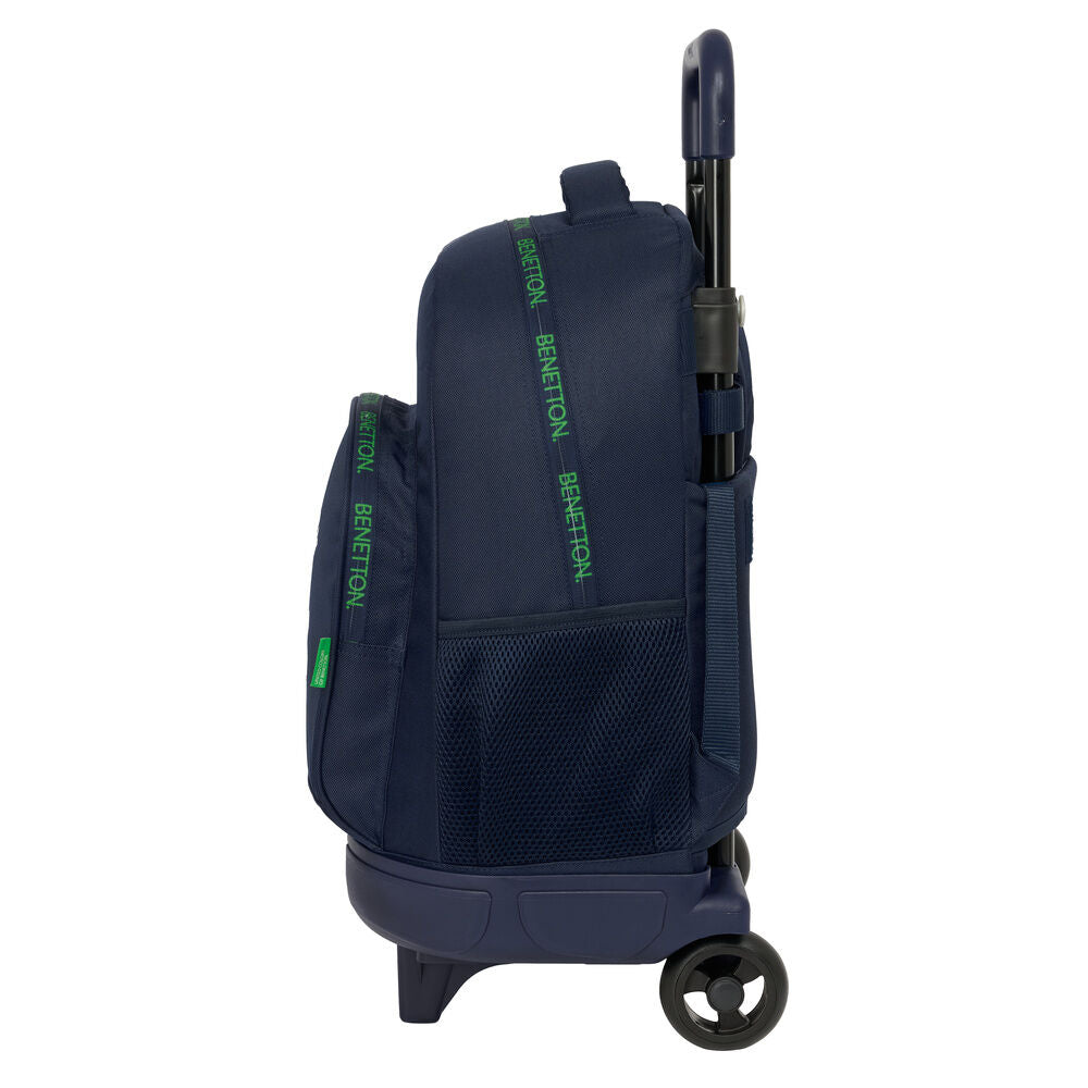 Trolley mochila Benetton azul marino de 45 cm con ruedas - 3