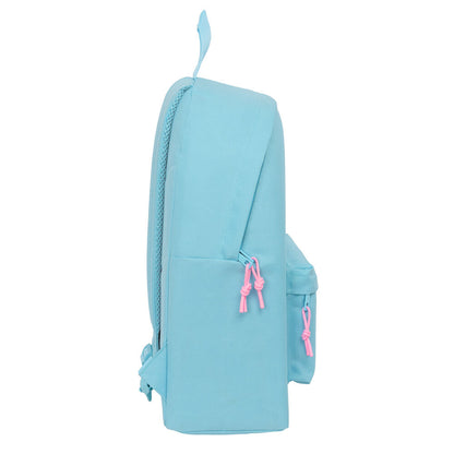 Mochila celeste Benetton de 42 cm con bolsillo frontal - 3