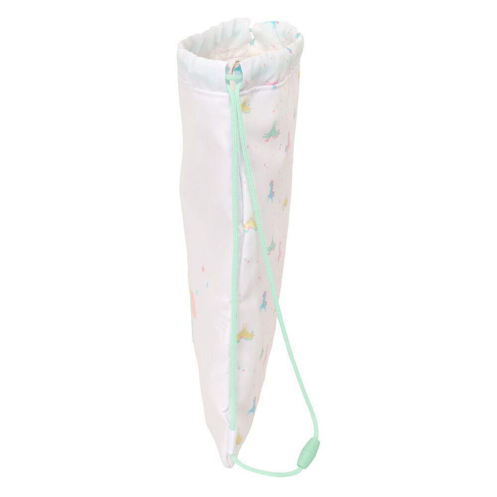 Saco infantil SAFTA blanco con unicornio y cordones verdes - 3