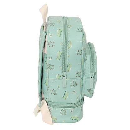 Mochila portameriendas SAFTA Dinos verde menta con estampado de dinosaurios - 3