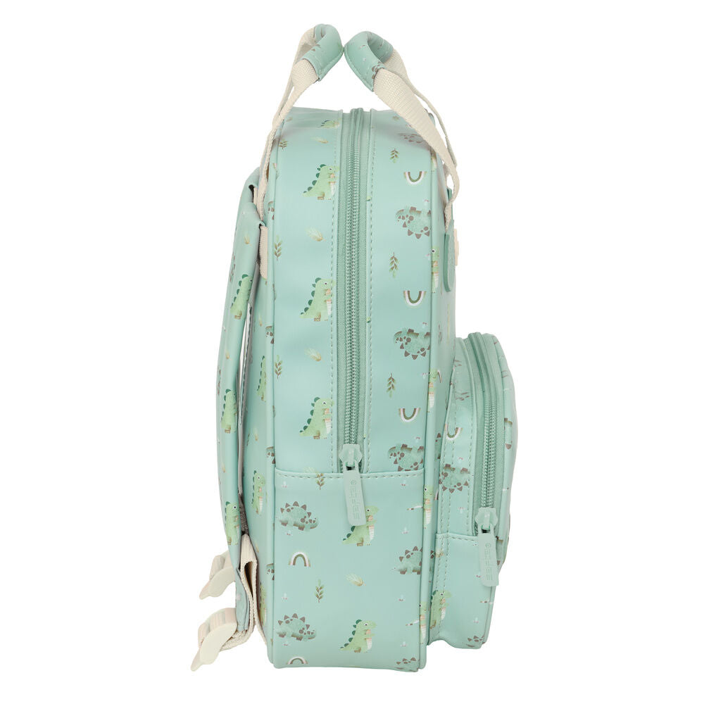 Mochila SAFTA Dinos verde menta con bolsillo frontal - 3