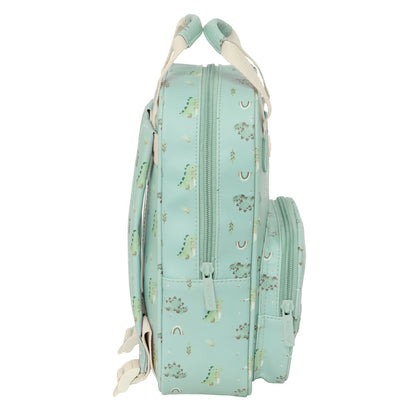 Mochila SAFTA Dinos verde menta con bolsillo frontal - 3