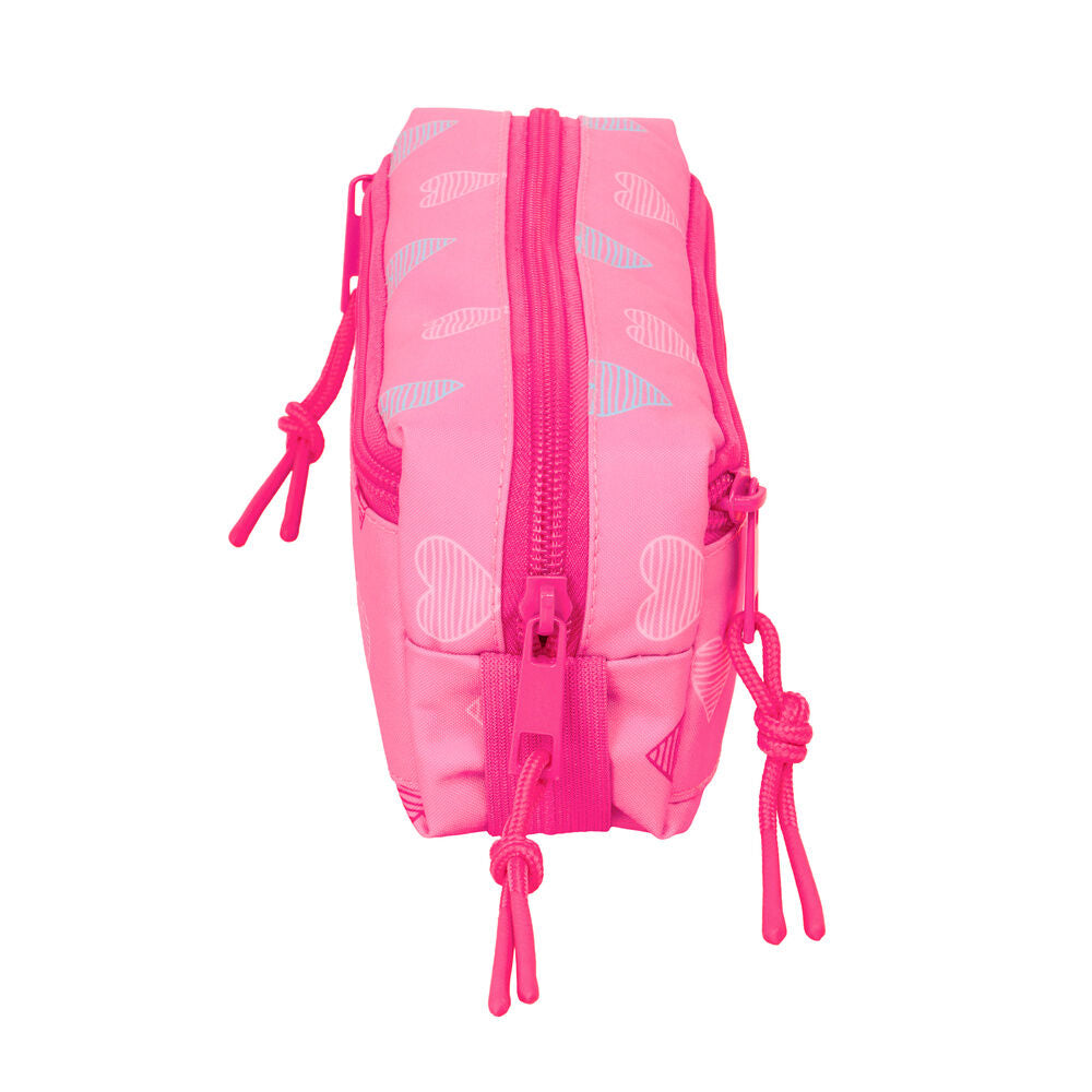 Portatodo triple rosa Heart Benetton con estampado de corazones - 3