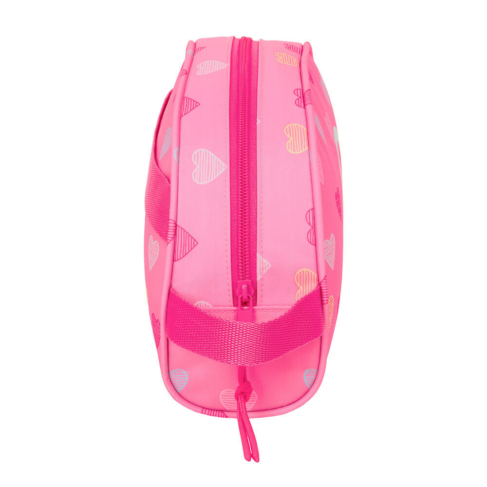 Neceser rosa Heart Benetton con estampado de corazones y asa lateral - 3