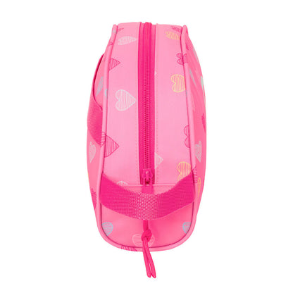 Neceser rosa Heart Benetton con estampado de corazones y asa lateral - 3
